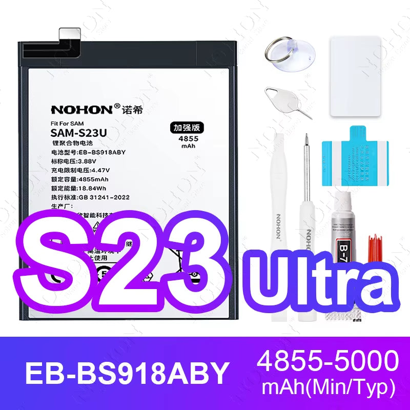 NOHON Battery for Samsung S20 Ultra S24 S23 S22 21 FE S10 Lite S10E Note 20 10 plus 9 S20+ S21+ S10+ SM-G988 G985 G998 Bateria