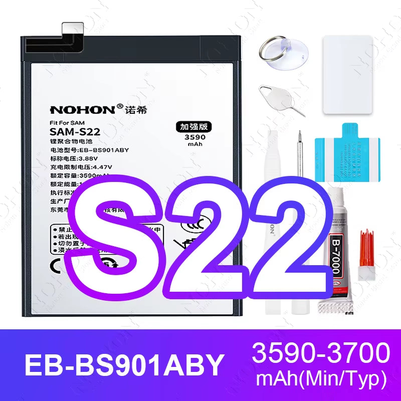 NOHON Battery for Samsung S20 Ultra S24 S23 S22 21 FE S10 Lite S10E Note 20 10 plus 9 S20+ S21+ S10+ SM-G988 G985 G998 Bateria