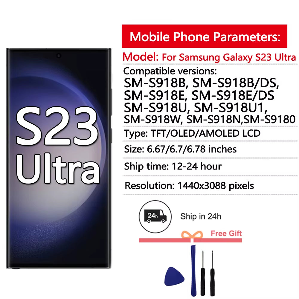TFT/OLED/AMOLED/OEM Display für Galaxy S23 Ultra - Mit Gehäuse & Stift