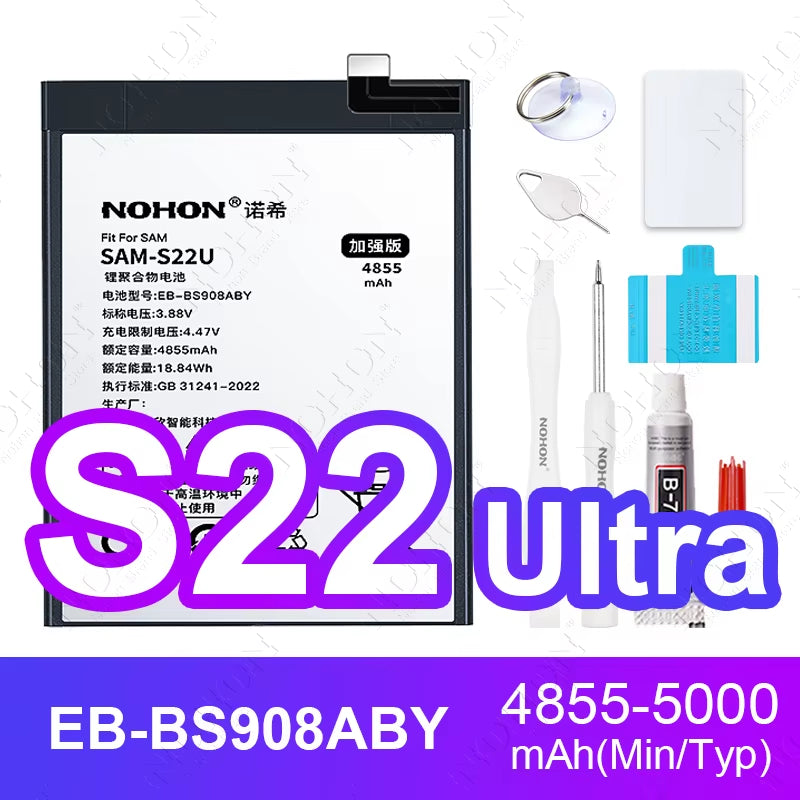 NOHON Battery for Samsung S20 Ultra S24 S23 S22 21 FE S10 Lite S10E Note 20 10 plus 9 S20+ S21+ S10+ SM-G988 G985 G998 Bateria