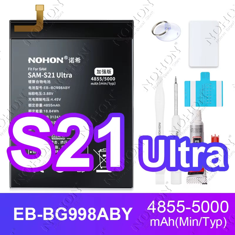 NOHON Battery for Samsung S20 Ultra S24 S23 S22 21 FE S10 Lite S10E Note 20 10 plus 9 S20+ S21+ S10+ SM-G988 G985 G998 Bateria
