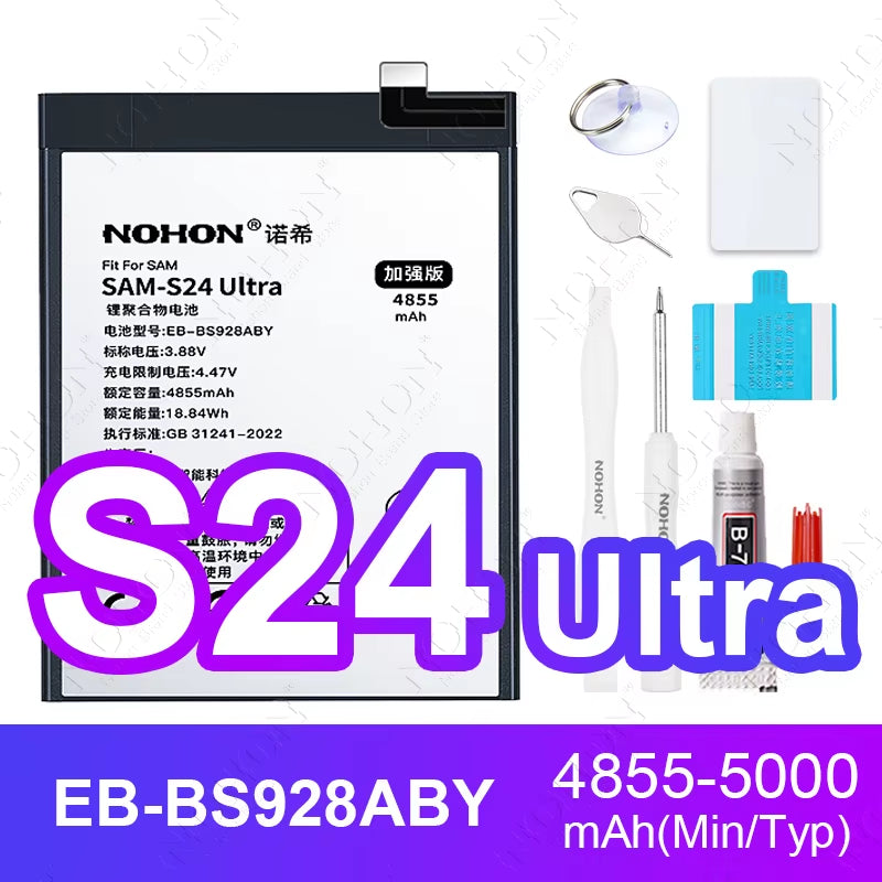 NOHON Battery for Samsung S20 Ultra S24 S23 S22 21 FE S10 Lite S10E Note 20 10 plus 9 S20+ S21+ S10+ SM-G988 G985 G998 Bateria