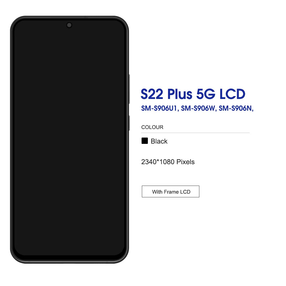 For Samsung S22 plus OLED/TFT LCD Display Touch Screen Digitizer with Frame for S22+ S906 S906B S906B/DS S906U - Replacement