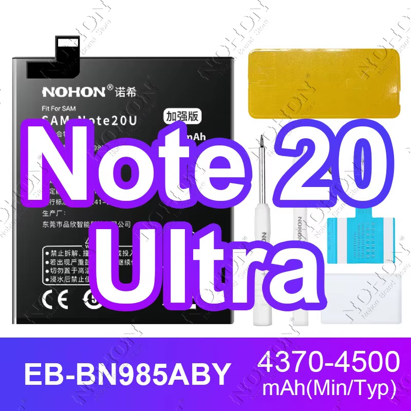 NOHON Battery for Samsung S20 Ultra S24 S23 S22 21 FE S10 Lite S10E Note 20 10 plus 9 S20+ S21+ S10+ SM-G988 G985 G998 Bateria