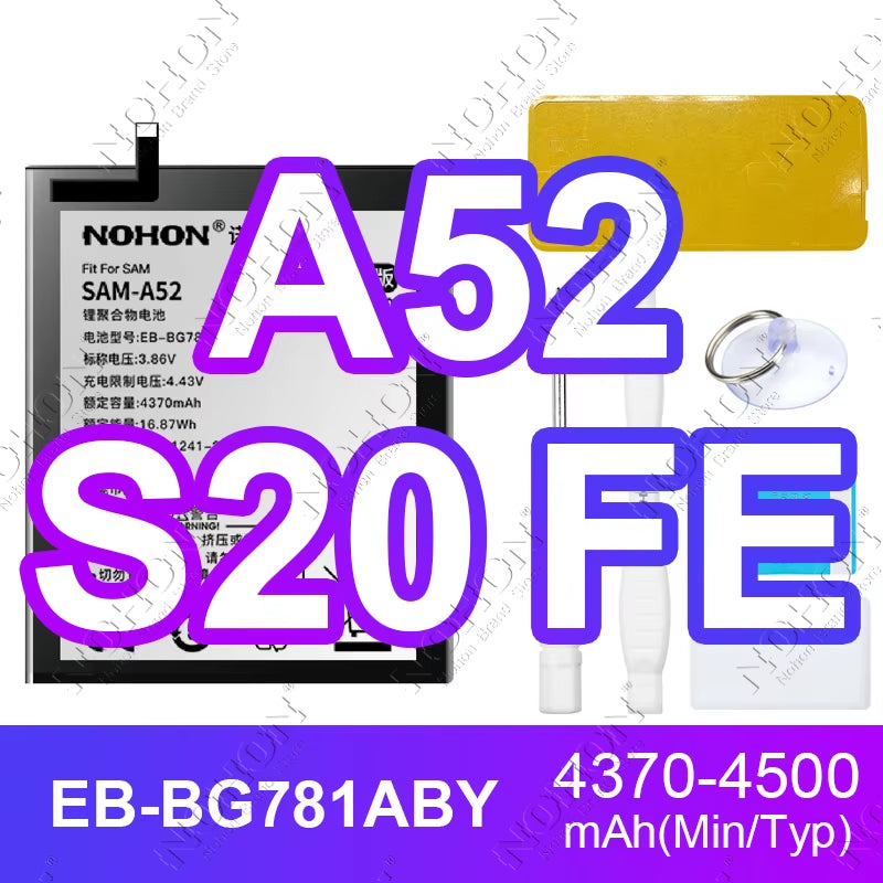 NOHON Battery for Samsung S20 Ultra S24 S23 S22 21 FE S10 Lite S10E Note 20 10 plus 9 S20+ S21+ S10+ SM-G988 G985 G998 Bateria