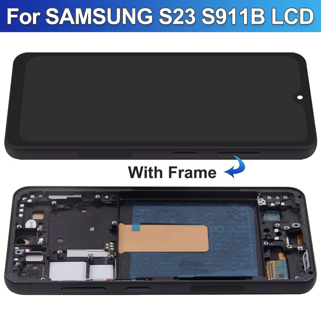 S23 TFT Screen Assembly for Samsung Galaxy S23 S911B S911B/DS Lcd Display Digital Touch Screen with Frame Replacement