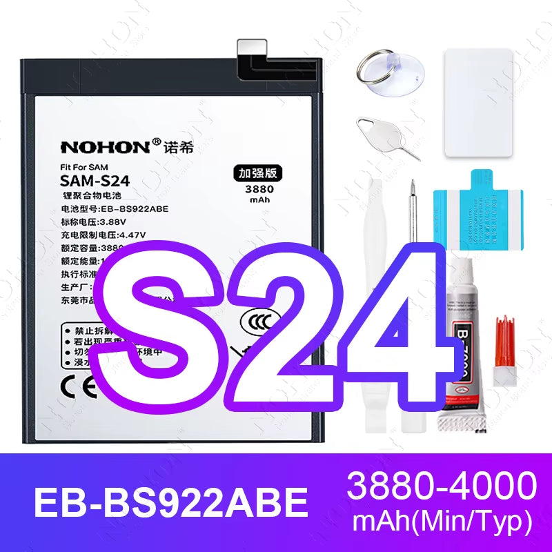 NOHON Battery for Samsung S20 Ultra S24 S23 S22 21 FE S10 Lite S10E Note 20 10 plus 9 S20+ S21+ S10+ SM-G988 G985 G998 Bateria