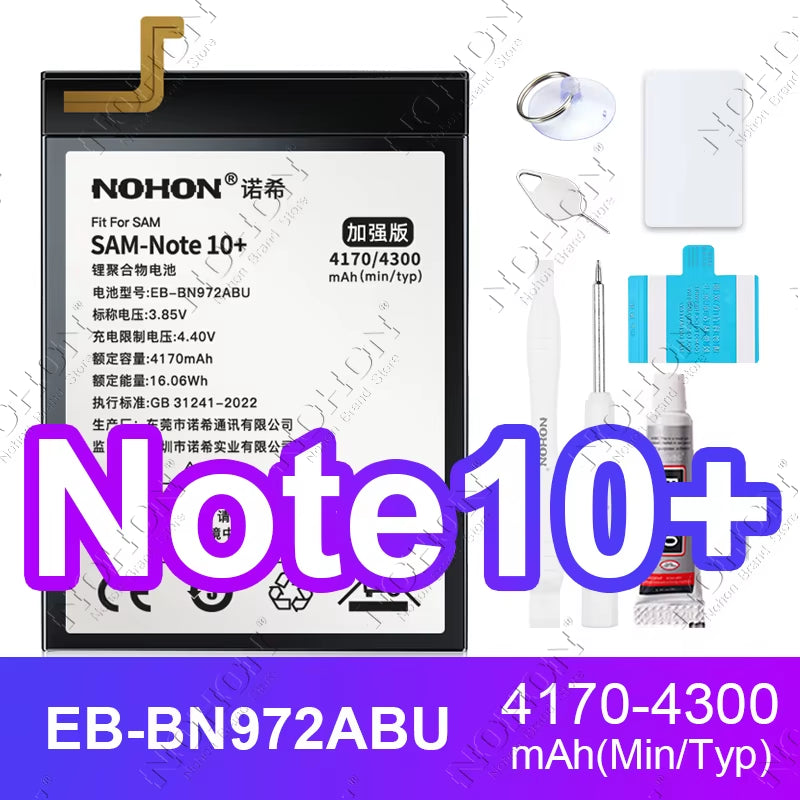 NOHON Battery for Samsung S20 Ultra S24 S23 S22 21 FE S10 Lite S10E Note 20 10 plus 9 S20+ S21+ S10+ SM-G988 G985 G998 Bateria