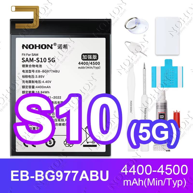 NOHON Battery for Samsung S20 Ultra S24 S23 S22 21 FE S10 Lite S10E Note 20 10 plus 9 S20+ S21+ S10+ SM-G988 G985 G998 Bateria
