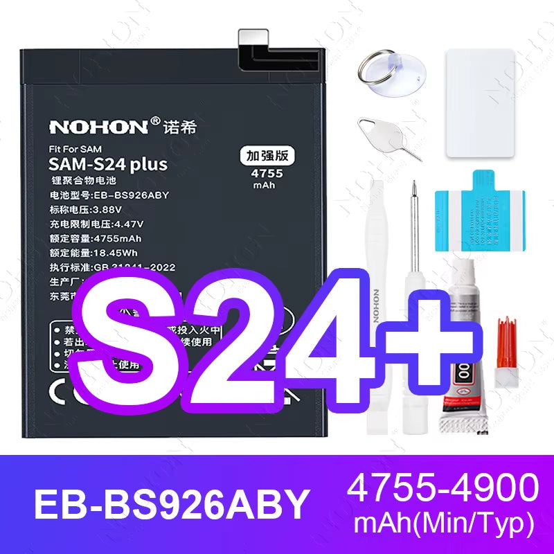 NOHON Battery for Samsung S20 Ultra S24 S23 S22 21 FE S10 Lite S10E Note 20 10 plus 9 S20+ S21+ S10+ SM-G988 G985 G998 Bateria