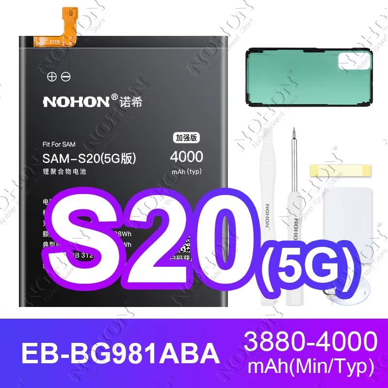 NOHON Battery for Samsung S20 Ultra S24 S23 S22 21 FE S10 Lite S10E Note 20 10 plus 9 S20+ S21+ S10+ SM-G988 G985 G998 Bateria